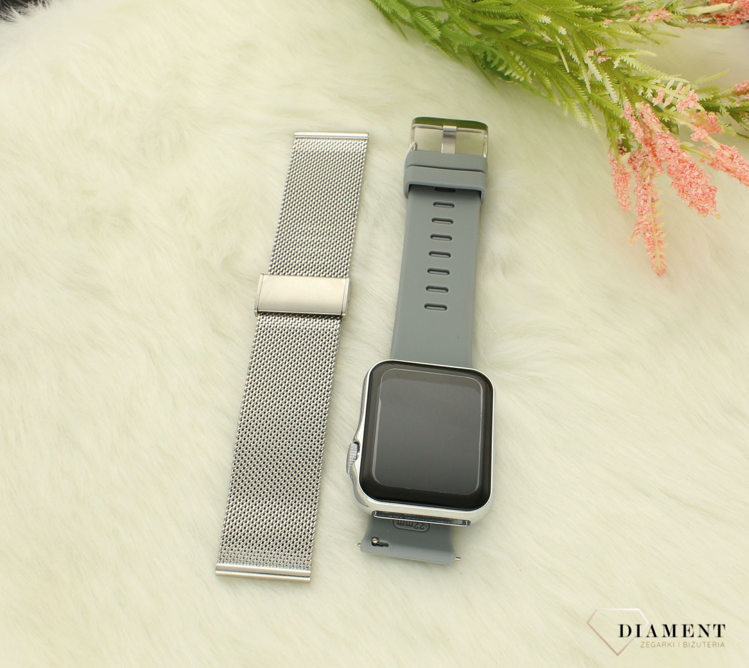 Smartwatch damski Hagen HC4 SET na szarm pasku silikonowym, lub bransolecie z funkcją wykonywania połączeń ⌚ z bluetooth 📲  (3).jpg